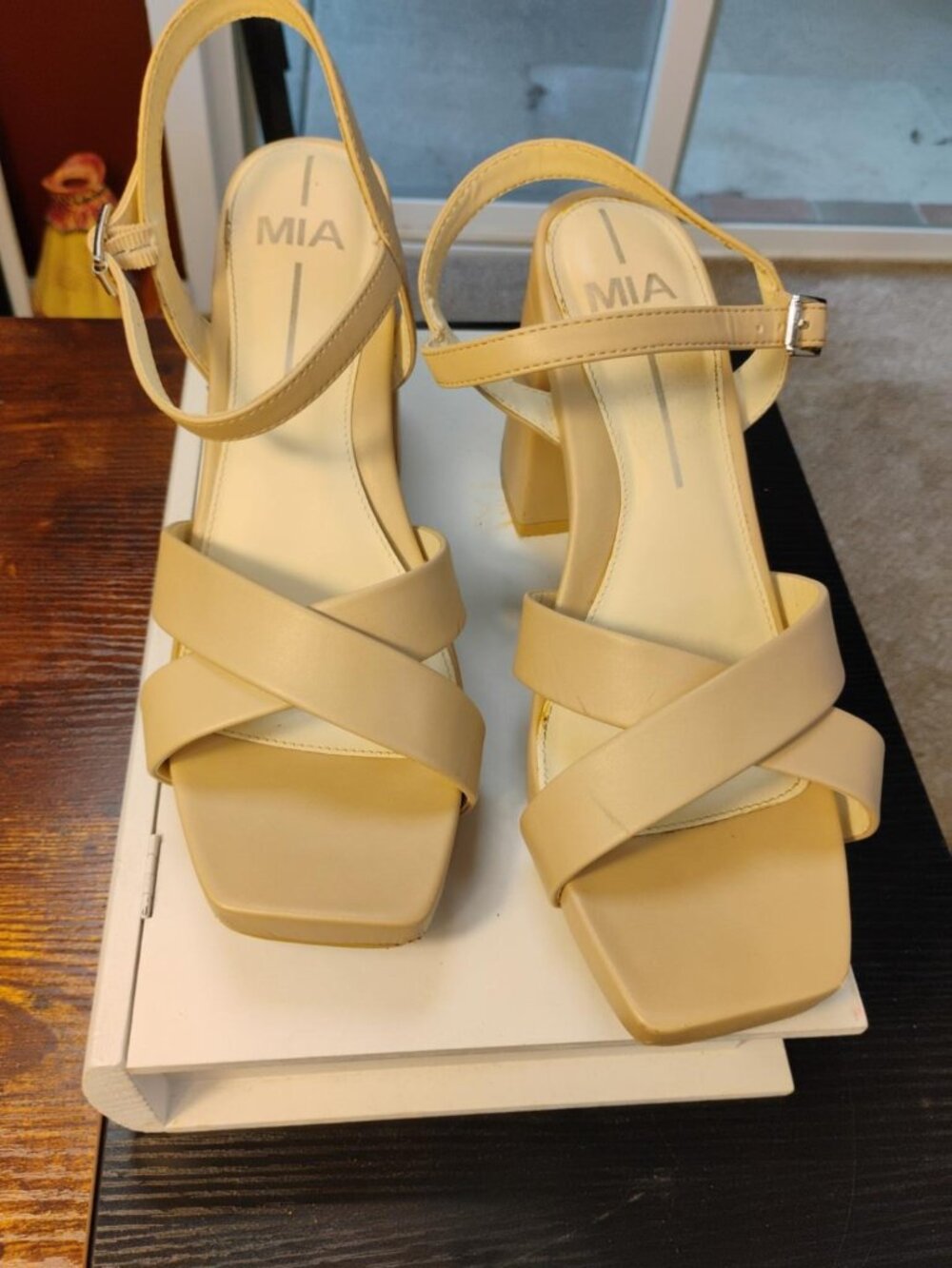 MIA Janessa Nude Strappy Block Heel Sandals Size 8.5